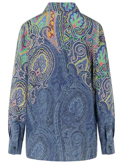 Etro Arnica Tunic Button Front Blouse In Green