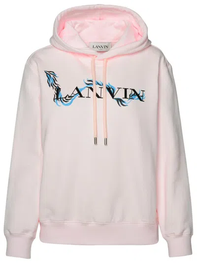 Lanvin Relaxed Fit Cotton Sweatshirt With Front Print In Pink