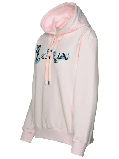 Lanvin Relaxed Fit Cotton Sweatshirt With Front Print In Pink
