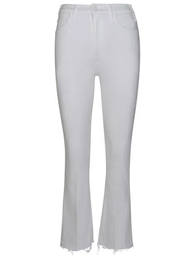 Mother White Cropped Flared Denim Jeans In White