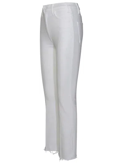 Mother White Cropped Flared Denim Jeans In White