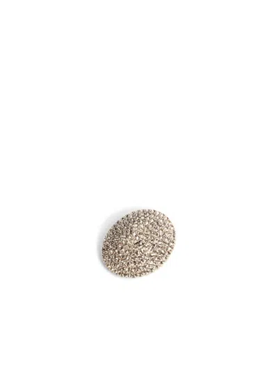 Self-portrait Round Crys Silver-plated Brass Earrings In Silver