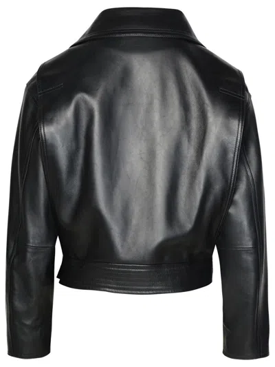 Versace Medusa-embellished Leather Biker Jacket In Black