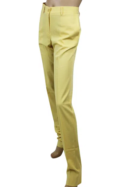 Bottega Veneta Women's Belt Line Yellow Virgin Wool Dress Pant (44) In Yellow