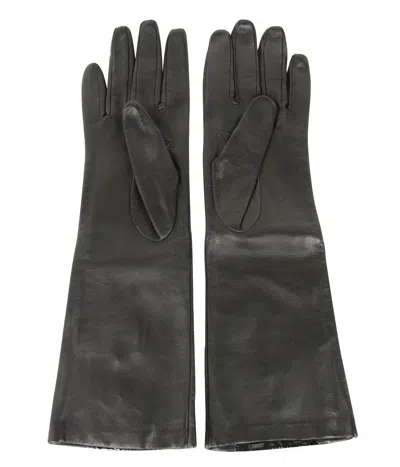 Bottega Veneta Women's Black Leather / Patent Leather Long Gloves