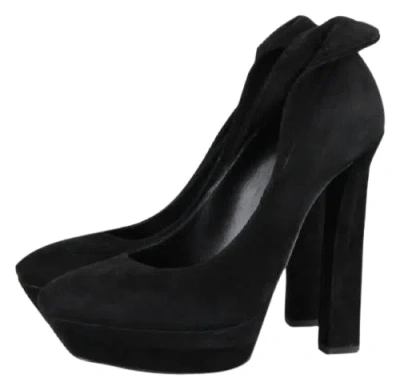 Bottega Veneta Women's Black Suede Platform Heel Pump (36.5 Eu / 6.5 Us) In Black