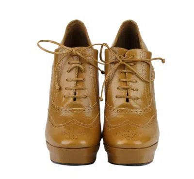 Bottega Veneta Womens Brown Leather Lace-up Platform Heel Boot 331380 In Brown