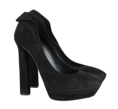 Bottega Veneta Women's Black Suede Platform Heel Pump (36.5 Eu / 6.5 Us) In Black