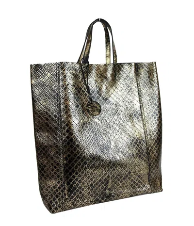 Bottega Veneta Intrecciomirage Leather Tote In Gold / Black