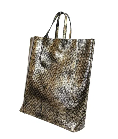 Bottega Veneta Intrecciomirage Leather Tote In Gold / Black