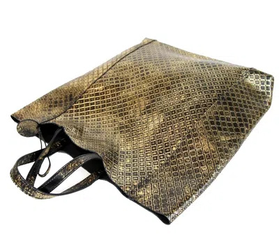 Bottega Veneta Intrecciomirage Leather Tote In Gold / Black