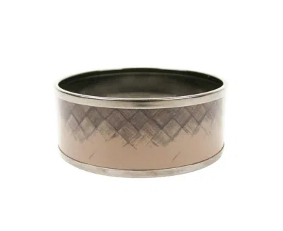 Bottega Veneta Women's Light Brown / Silver Enamel Metal Woven Bracelet (small) In Light Brown / Silver