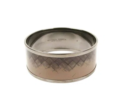 Bottega Veneta Women's Light Brown / Silver Enamel Metal Woven Bracelet (small) In Light Brown / Silver