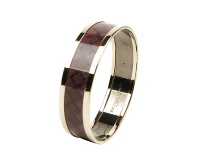 Bottega Veneta Women's Purple Enamel Metal Woven Print Gold Bracelet (small) In Purple / Gold