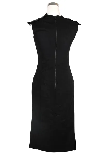 Bottega Veneta Women's Silk Pattern Black Wool Polyamide Dress Ruffle Detail (42) In Black