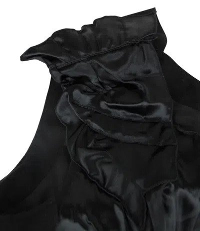 Bottega Veneta Women's Silk Pattern Black Wool Polyamide Dress Ruffle Detail (42) In Black