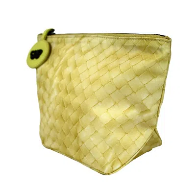 Shop Bottega Veneta Women's Yellow Nylon Intrecciolusion Cosmetic Bag 301183 9441