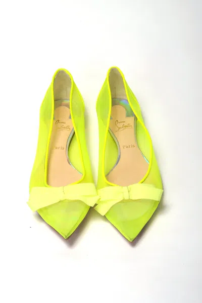 Christian Louboutin Fluro Yellow Flat Point Toe Shoe In Yellow