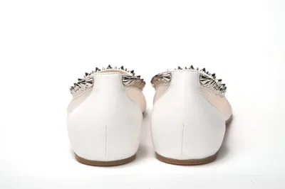 Christian Louboutin Bianco White Silver Flat Point Toe Shoe In White