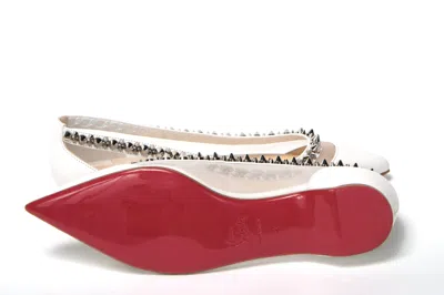 Christian Louboutin Bianco White Silver Flat Point Toe Shoe In White