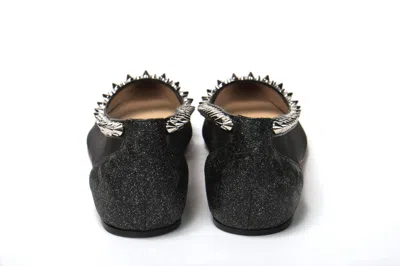 Christian Louboutin Black Silver Flat Point Toe Women's Shoe In Black | Silver