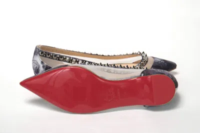 Christian Louboutin Multicolor Print Silver Flat Point Toe Women's Shoe In Silver