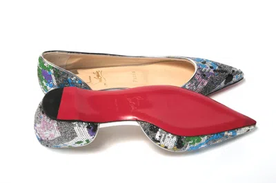Christian Louboutin Multicolor Silver Flat Point Toe Women's Shoe In Silver
