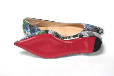 Christian Louboutin Multicolor Silver Flat Point Toe Women's Shoe In Silver