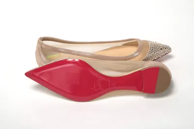 Christian Louboutin Silver Flat Point Toe Crystals Shoe In Silver