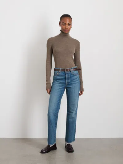 Alex Mill Emmaline Turtleneck In Merino Wool In Taupe