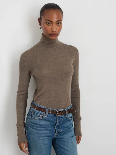 Alex Mill Emmaline Turtleneck In Merino Wool In Taupe
