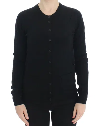 Dolce & Gabbana Black Button Down Slim Cardigan Wool Sweater In Black