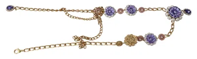 Dolce & Gabbana Elegant Gold-tone Charm Necklace With Floral Women's Motif In Gold