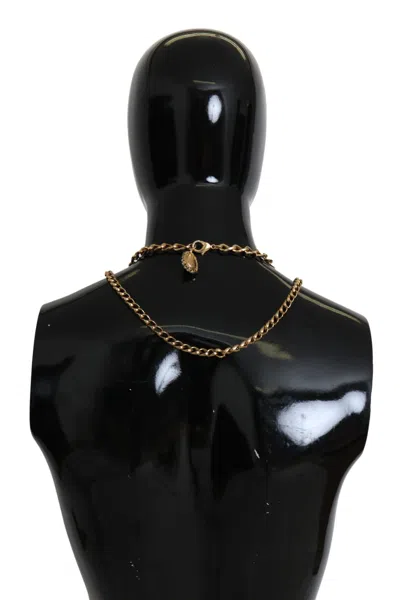 Dolce & Gabbana Elegant Gold-tone Charm Necklace With Floral Women's Motif In Gold