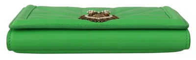 Dolce & Gabbana Elegant Leather Iphone Wallet Case With Women's Chain In Green