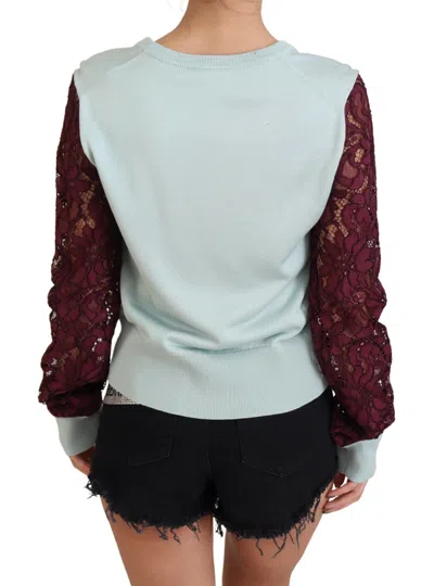 Dolce & Gabbana Multicolor Lace Round Neck Pullover Sweater In Multicolor
