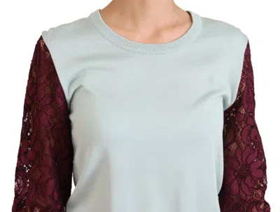 Dolce & Gabbana Multicolor Lace Round Neck Pullover Sweater In Multicolor