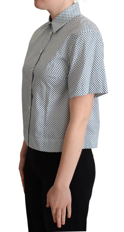 Shop Dolce & Gabbana Elegant Polka Dot Cotton Polo Women's Shirt In White