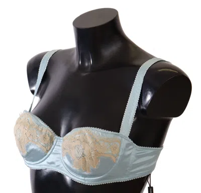 Shop Dolce & Gabbana Elegant Silk Blend Balconette Bra In Light Women's Blue In Light Blue