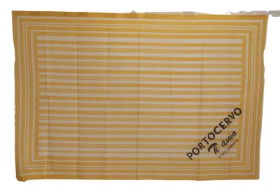 Dolce & Gabbana Yellow White Striped Portocervo Shawl Scarf In Yellow
