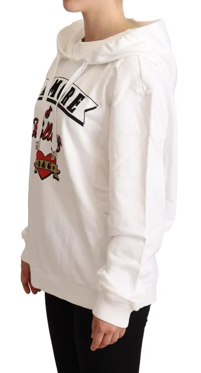 Dolce & Gabbana White L'amore Motive Hooded Women's Sweater In White