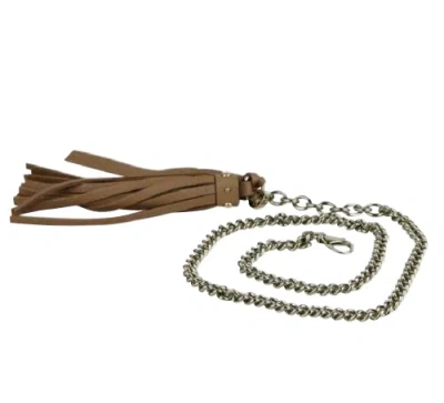 Gucci Women's Chain Tassel Gold / Beige Leather Belt (85 / 34) In Gold / Beige