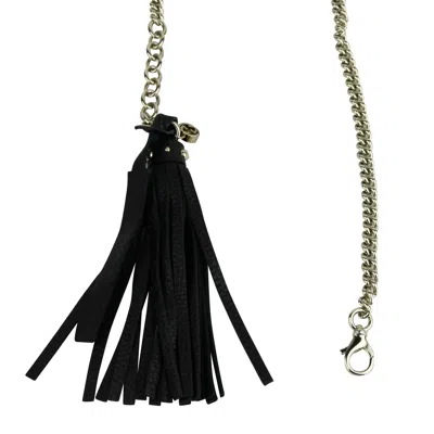 Gucci Women's Chain Tassel Gold / Black Leather Belt (80 / 32) In Gold / Black