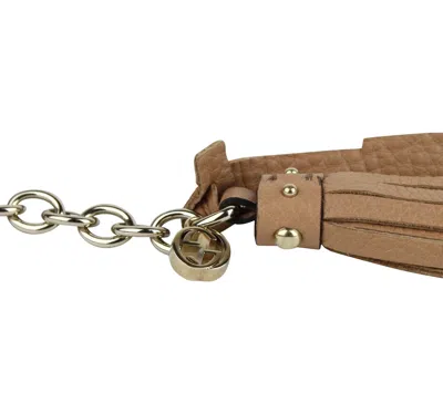 Gucci Women's Chain Tassel Gold / Beige Leather Belt (85 / 34) In Gold / Beige