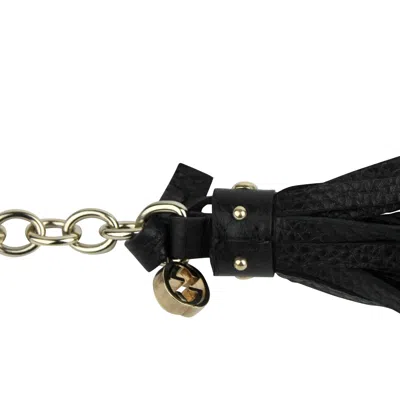 Gucci Women's Chain Tassel Gold / Black Leather Belt (80 / 32) In Gold / Black