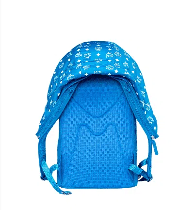 Mcm Women's Blue Nylon Luft Hoodie Backpack With Detachable Hood In Blue