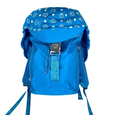 Mcm Women's Blue Nylon Luft Hoodie Backpack With Detachable Hood In Blue