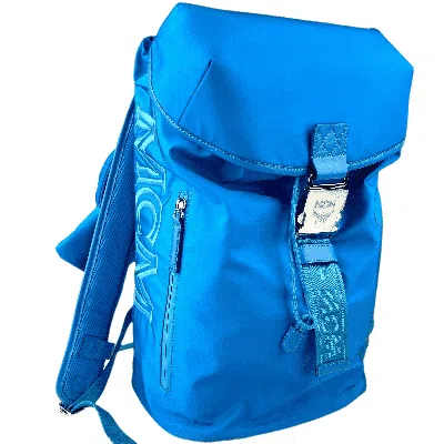 Mcm Women's Blue Nylon Luft Hoodie Backpack With Detachable Hood In Blue