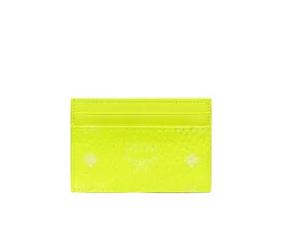 Mcm Womens Neon Yellow Visetos Coated Canvas Card Case Holder Mxa9avi72yn001 In Neon Yellow