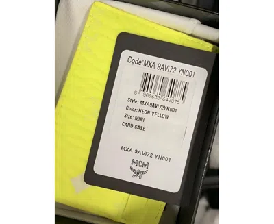 Mcm Womens Neon Yellow Visetos Coated Canvas Card Case Holder Mxa9avi72yn001 In Neon Yellow